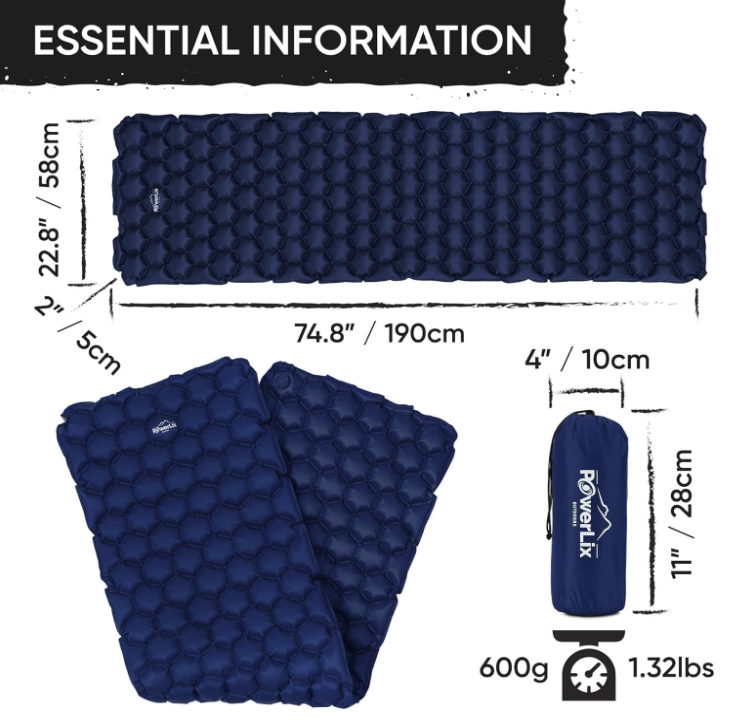 Ultralight Inflatable Sleeping Pad + Pump Sack