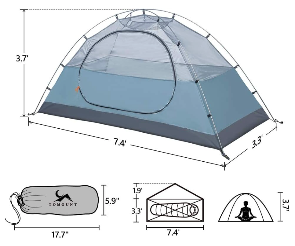 Lightweight 1 Person Backpacking Tent - Double Wall, Fast Setup, 3-Season Solo Shelter