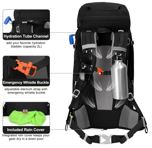 50L Internal Frame Backpack with Rain Cover