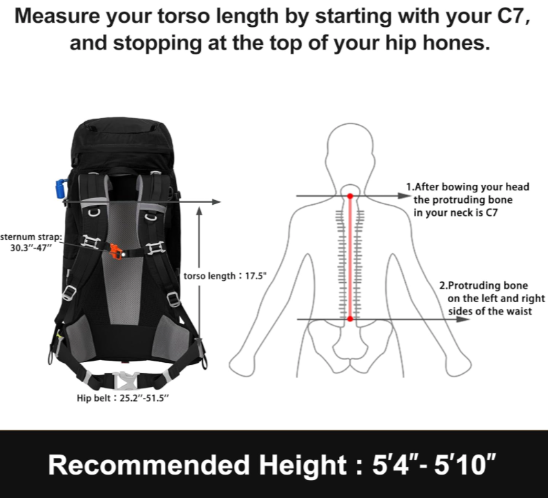 50L Internal Frame Backpack with Rain Cover