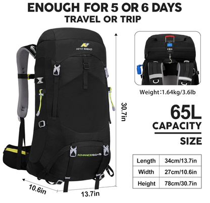 60L Backpack with Rain Cover