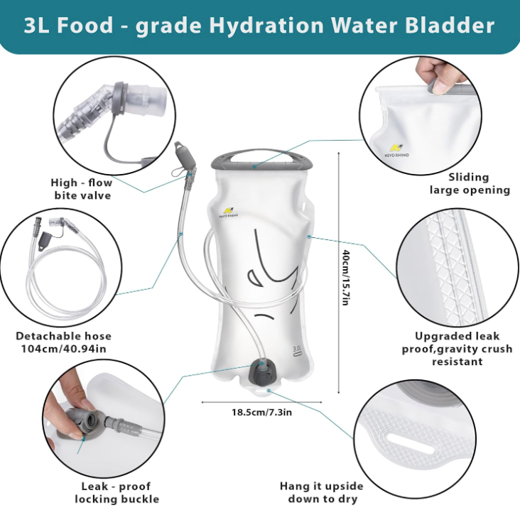 3L Hydration Bladder - Leak Proof Water Reservoir for Hiking & Backpacking