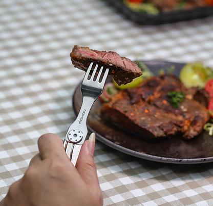 2-in-1 Camping Utensil – Folding Fork & Spoon, Detachable Stainless Steel Cutlery