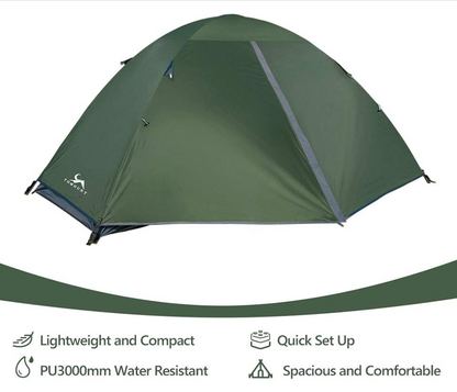 Lightweight 1 Person Backpacking Tent - Double Wall, Fast Setup, 3-Season Solo Shelter