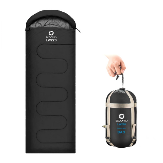 Lightweight Sleeping Bag with Compression Sack, Packs Small, Warm to 50°F