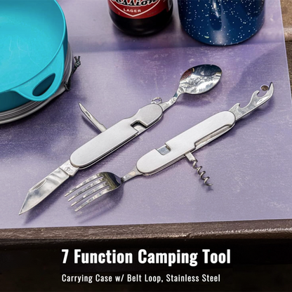7 in 1 Camping Utensil – Folding Utensils, Detachable Stainless Steel Cutlery